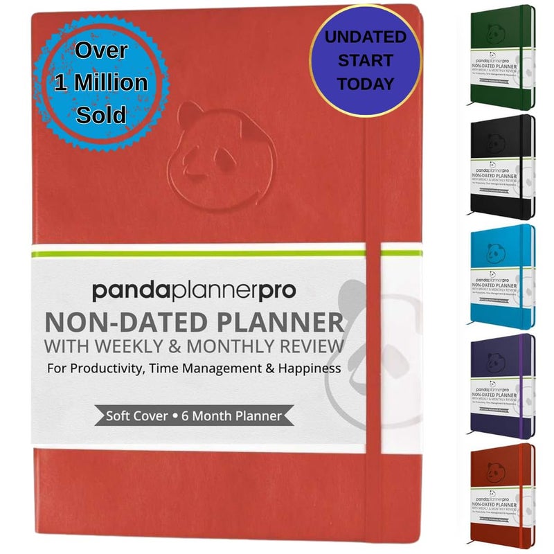 Panda Planner Pro 2026 - A4 6 Month Daily, Weekly & Monthly Planner for Productivity â€“ Large 8.5x11 Undated Day Planner, Goal Planner, Project Organizer & Habit Tracker Notebook â€“ Orange - Image 1